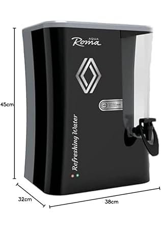 Aqua Roma Water Purifier with RO + Active Copper + Alkaline gives Pure Mineral Water | LED Indicator | Storage 9 Ltr | Capacity 15 Ltr Per Hr. | 8 stage Purification Technology || BLACK
