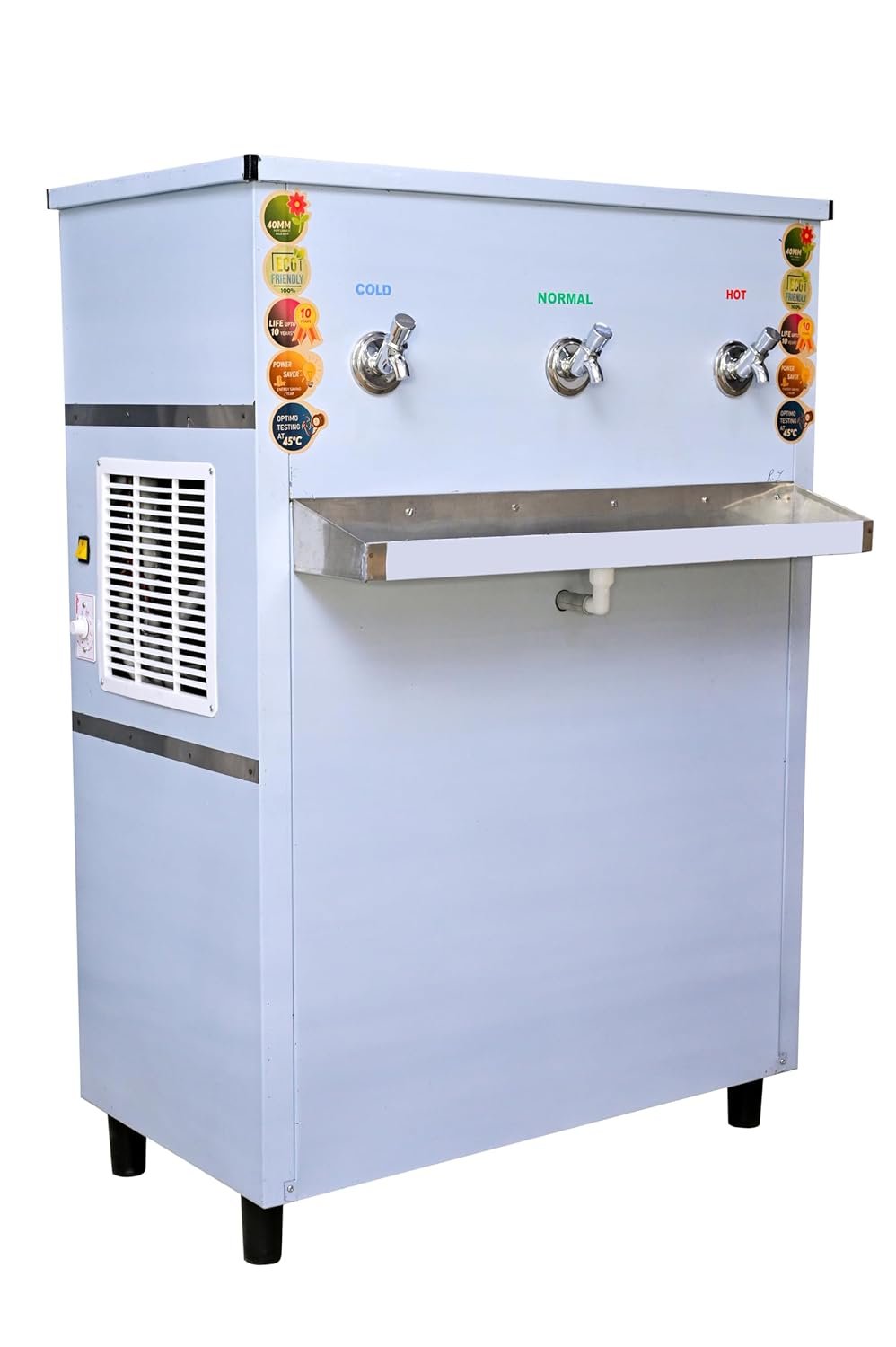 FRIZZIN 40 Liter Hot Normal Cold Drinking Water Cooler Stainless Steel Inbuilt 25 Lph R.o System with 100% Copper Cooling ISO Certified Power Saver